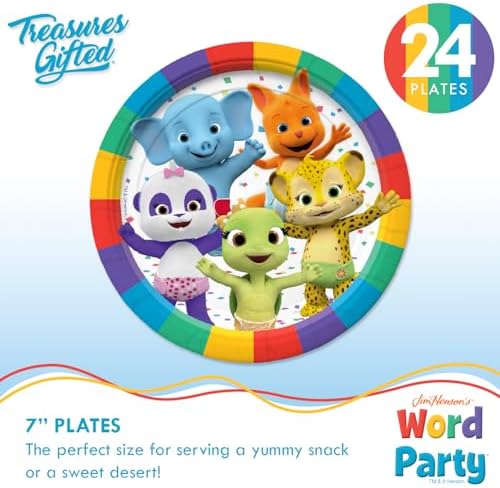 Treasures Gifted Word Party Plates 24 Count 7 Inch