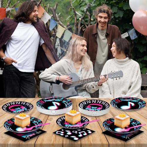 DYLIVeS 96 Pcs Music Note Party Tableware Set
