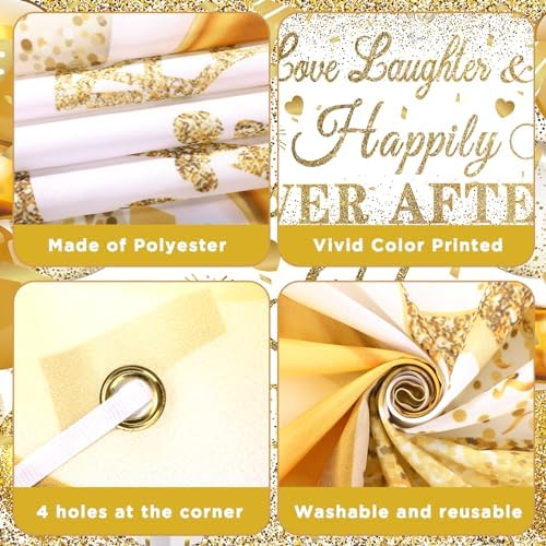 White Gold Bridal Shower Decorations Banner Backdrop