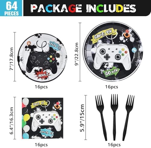 WERNNSAI Game Party Decorations Set for 16 Guests