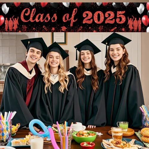 2025 Graduation Banner with Black and Red Design