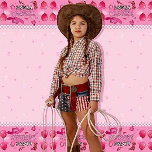 HyDren 3 Pcs Pink Cowgirl Tablecloth 54x108 Inch Party Decor