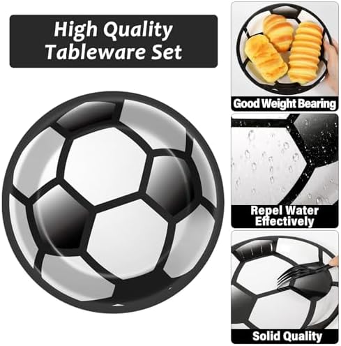 Qyeahkj Soccer Themed Plates Napkins Party Supplies