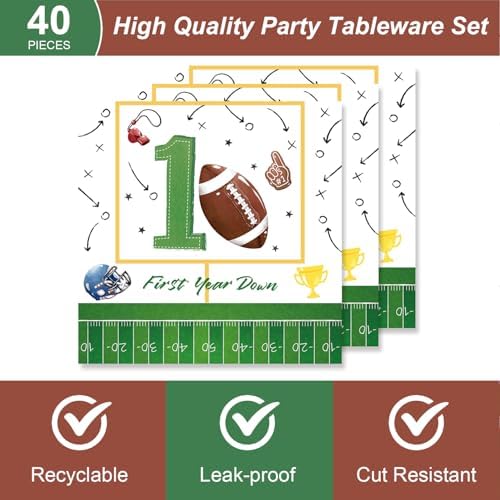 40Pcs Football Themed Birthday Tableware Set