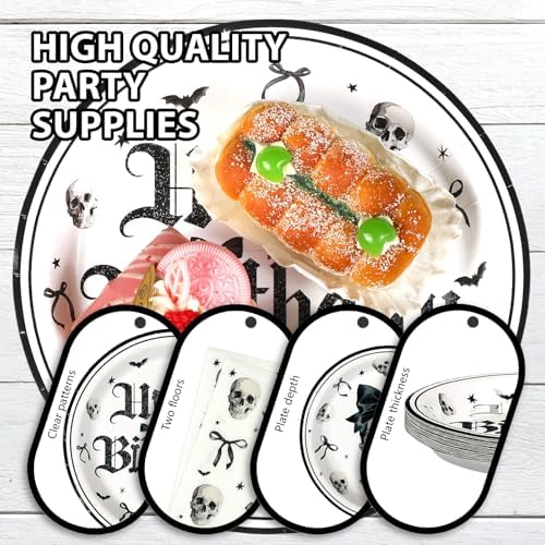 Grencian 96Pcs Happy Birthday Halloween Party Plate Set