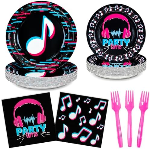 DYLIVeS 96 Pcs Music Note Party Tableware Set