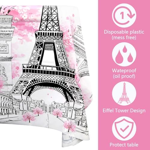 4 Pack Paris Eiffel Tower Tablecloth Party Decor