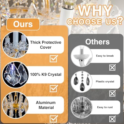 Modern Crystal Chandelier with 10 Lights - Gold Finish
