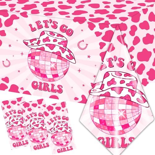 3 Pcs Lets Go Girls Tablecloths for Cowgirl Parties