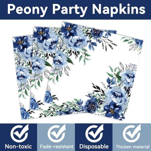 Peony Party Plates Napkins Tableware Set for 24 Guests