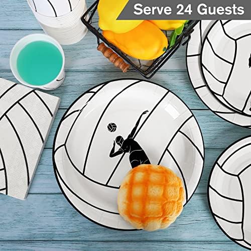 Durony 96 Piece Volleyball Party Tableware Set