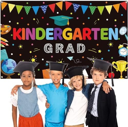 Kindergarten Graduation Party Backdrop Banner for Kids