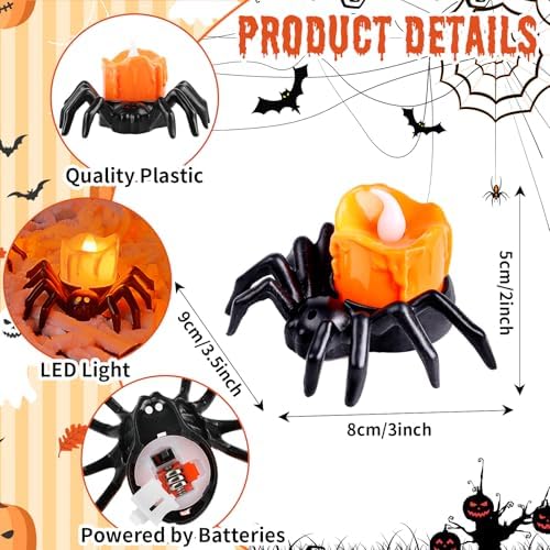 FOIMAS Halloween Spider Flameless Candles 6 Pack