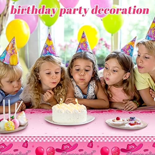 HyDren 3 Pcs Pink Cowgirl Tablecloth 54x108 Inch Party Decor