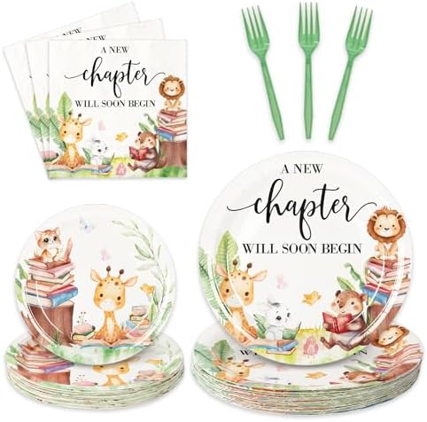 Whaline 96Pcs Storybook Baby Shower Tableware Set