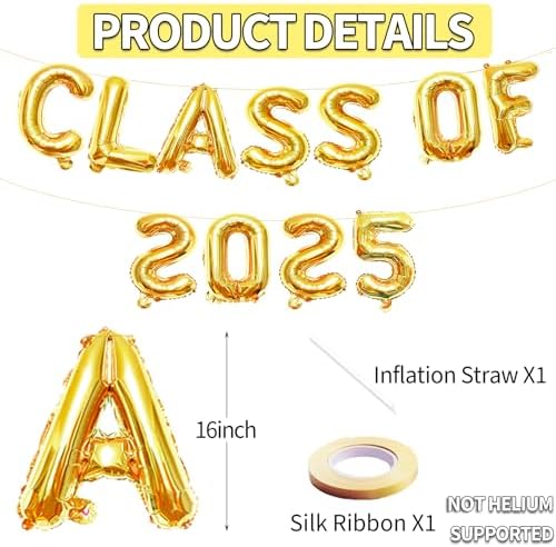 Tedercle 16 Inches Class of 2025 Balloons Banner