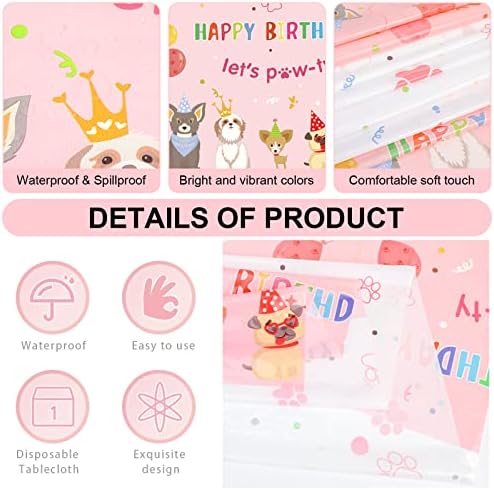 PHOGARY Paw Print Tablecloth 2 PCS Birthday Party Decor