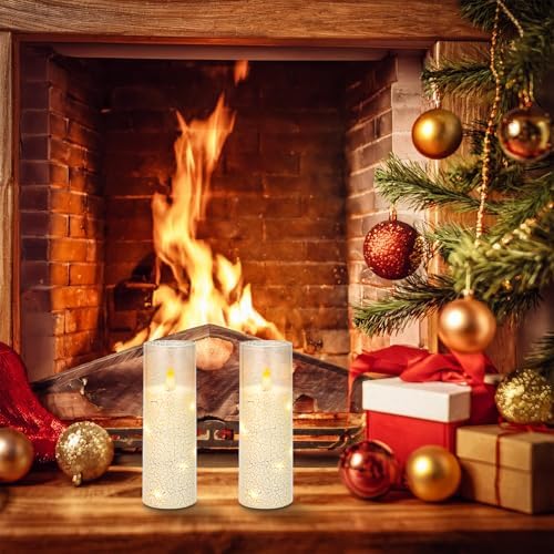 Snow Themed Flameless LED Candles with Remote Control and Timer