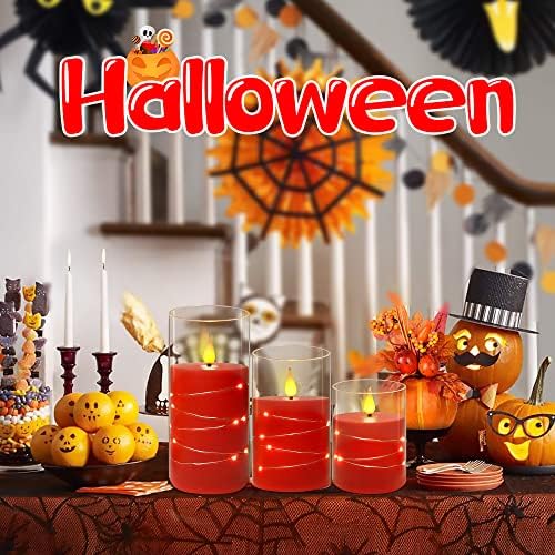 Da by Flameless Candles with Remote Control Set of 3 Red