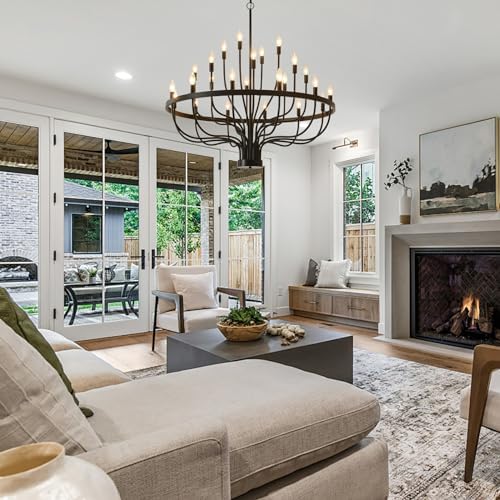 BAOURE 24 Light Farmhouse Candle Chandelier