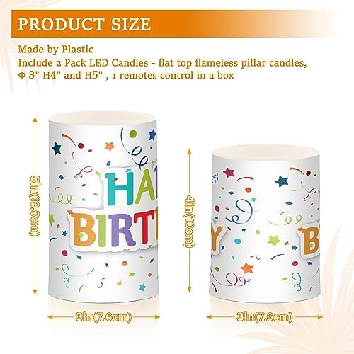 SUABO Happy Birthday Flameless Candles with LED Remote Timer