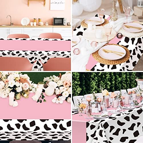 Whaline 3 Piece Pink Cow Print Table Cover Set