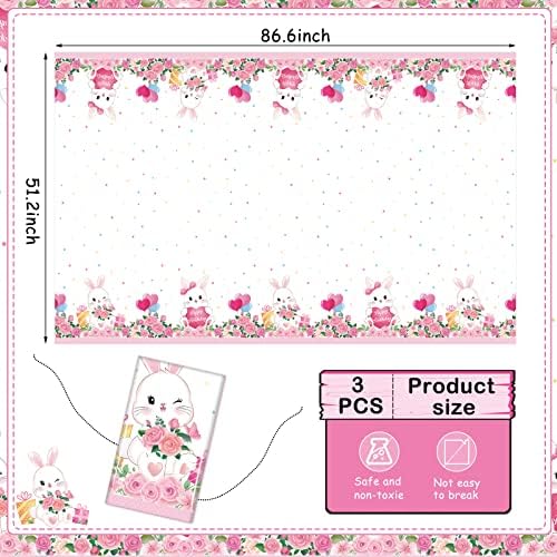 Jecery 3 Pack Bunny Party Tablecloths