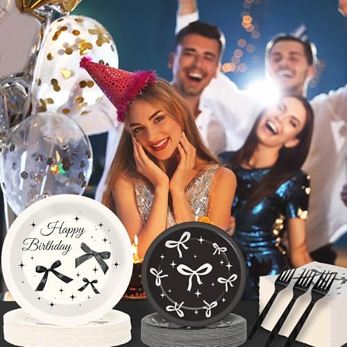 100 Pcs Black Bow Party Decorations Set