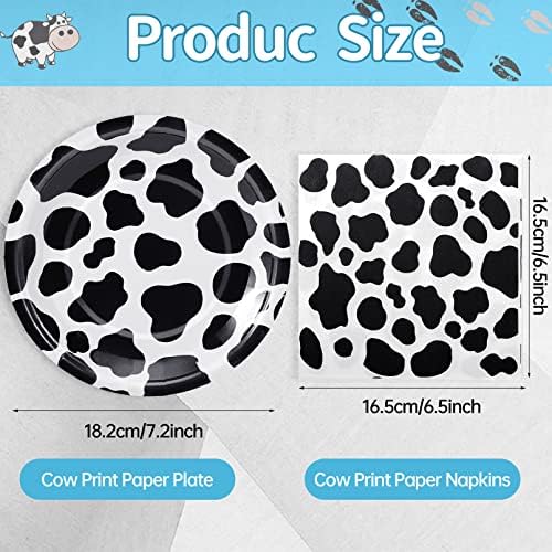 Cow Print Party Tableware Set 60PCS Plates and Napkins
