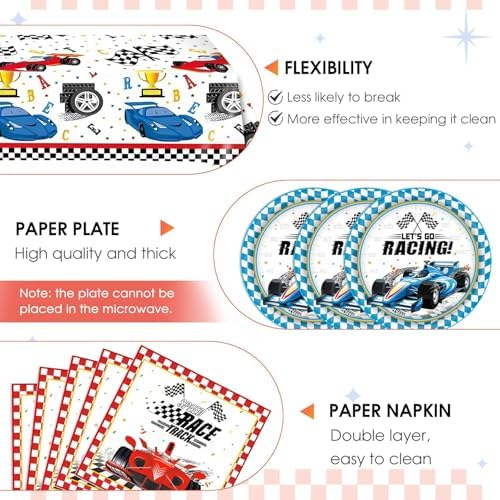 41Pcs Racing Car Tableware Set for Birthday Parties