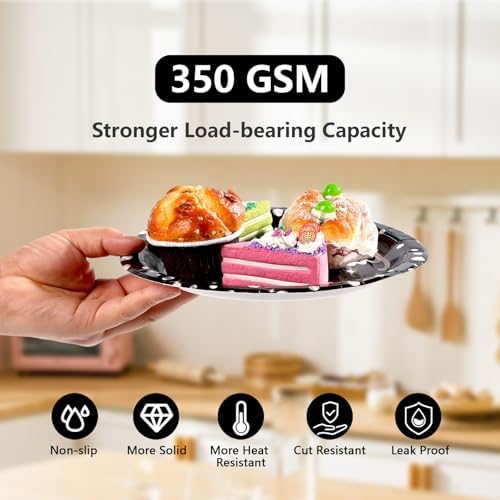 Grencian 96Pcs Black and Silver Birthday Plates Napkins Forks Set
