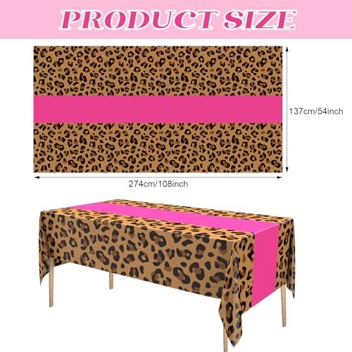 Buryeah Leopard Print Tablecloth Pink 54x108