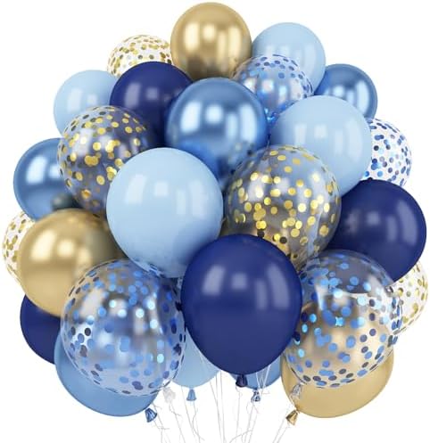 Navy Blue Gold Balloon Set 60 Pack 12 Inches