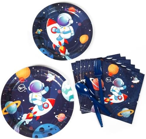 DECORLIFE Space Themed Party Supplies Serve 24