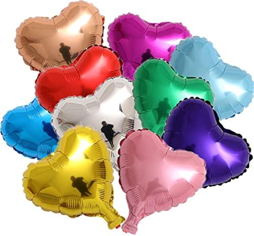 20 Pack Rainbow Heart Shaped Foil Balloons 5 Inches