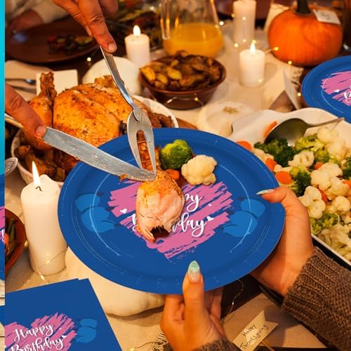 144pcs Blue Cartoon Birthday Plates Napkins Set