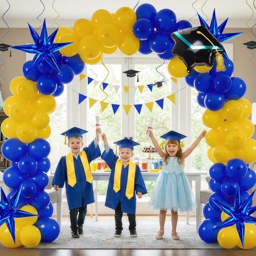 Kozeek Royal Blue Yellow Balloon Garland Arch Kit 150pcs