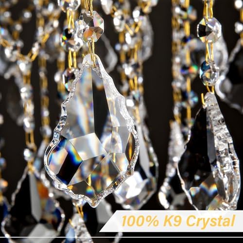 Modern Crystal Chandelier with 10 Lights - Gold Finish