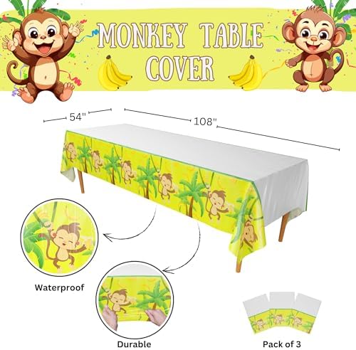 Blue Orchards Monkey Party Table Covers Pack of 3 54x108