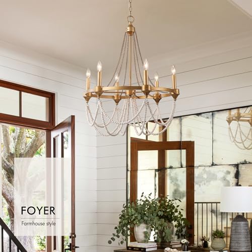 Boho Beaded Chandelier with 6 Lights W256