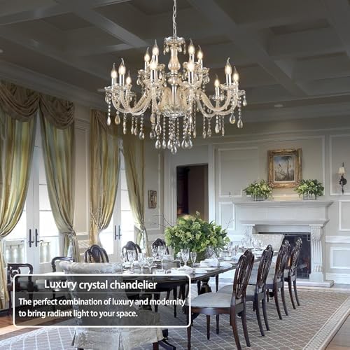 YYSHCHEN 307 Inch Crystal Chandelier with 15 Lights