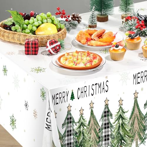 3 Pcs Christmas Tree Plastic Tablecloths 54x108 In