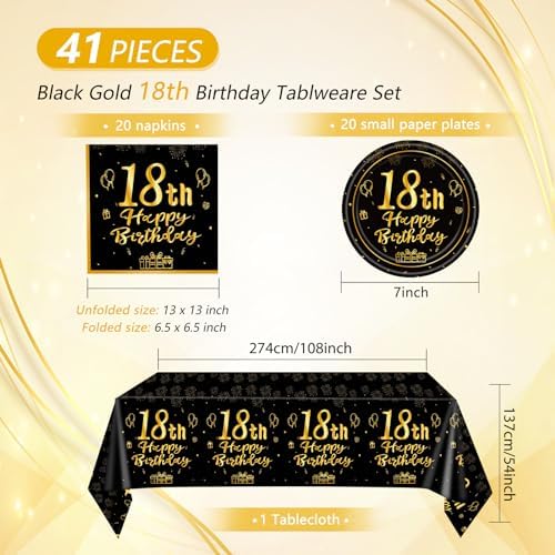 41PCS Happy 18th Birthday Decor Tableware Set