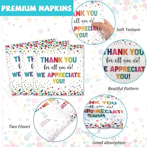 96Pcs Thank You Party Plates Napkins Decor Set