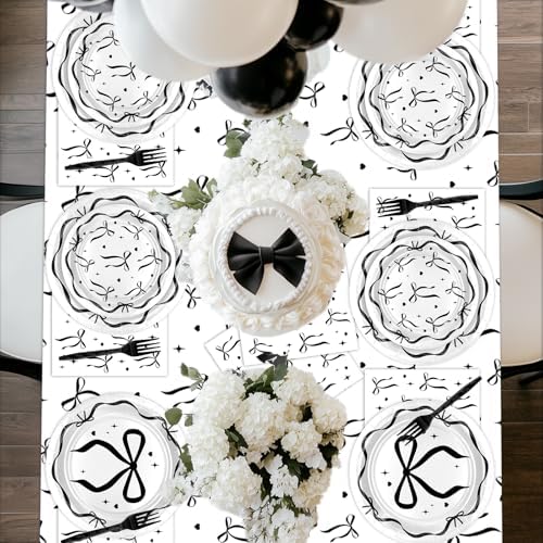 Lecheme Black Bow Birthday Decorations Set