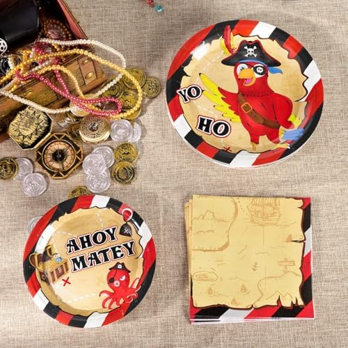 WERNNSAI Pirate Themed Plates and Napkins Set