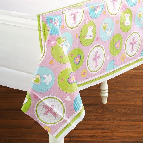 Amscan Sweet Blessing Pink Table Cover Multi