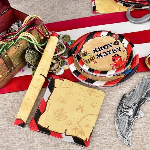 WERNNSAI Pirate Themed Plates and Napkins Set
