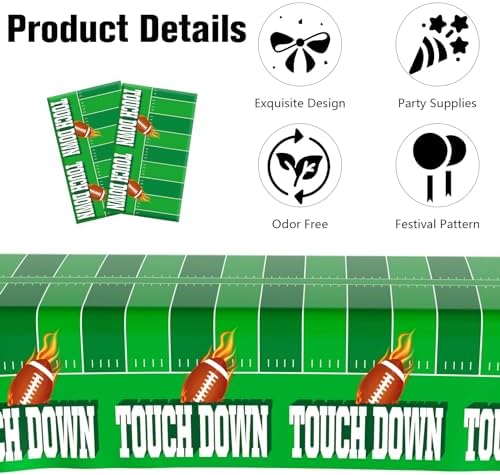 Football Tablecloth 2 Pack 54x108 Touchdown Table Cover for Parties