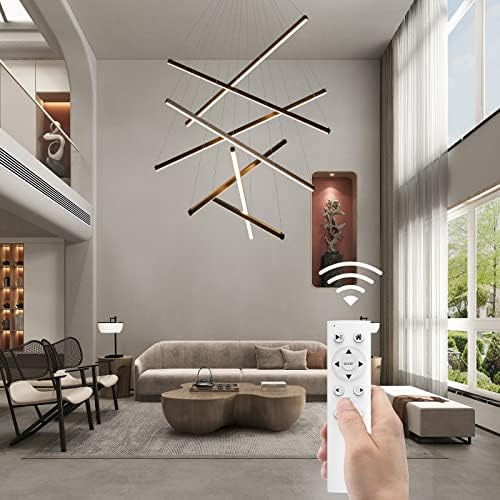JAYMP Modern Dimmable Pendant Light Chandelier for High Ceilings Black 7-Lights